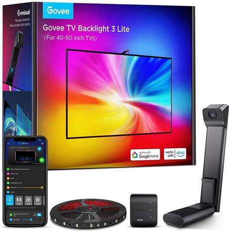 Govee TV Backlight 3 Lite 40–50 cali - Taśma LED do telewizora - RGBICW - Kontrola aplikacji - Alexa Google - Kompatybilność z materią