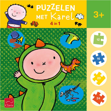 Clavis układa puzzle z Karelem. Puzzle 4 w 1 (witaj dinozaurze)