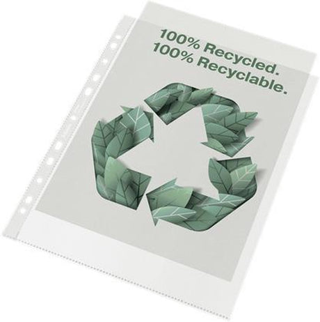 Torba pokazowa Esselte, wykonana w 100% z materiału pochodzącego z recyklingu, pp A4 maxi - 70 mikronów - 100 przezroczystych, przyjaznych dla środowiska wkładek - zrównoważony rozwój - do pracy w domu - idealna do domowego biura