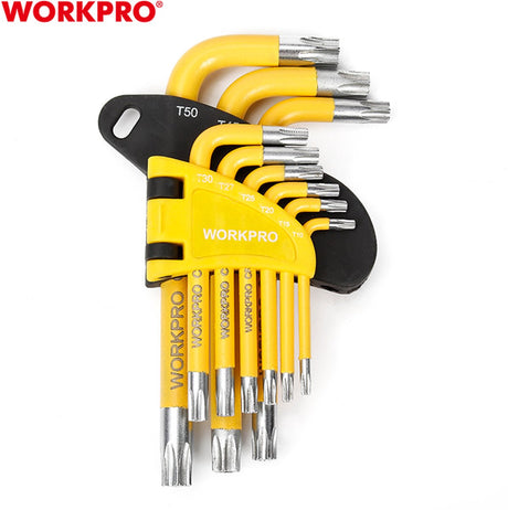 Workpro wp222009 – torxsleutelset 9-delig met kogelkop torx – cr-v staal