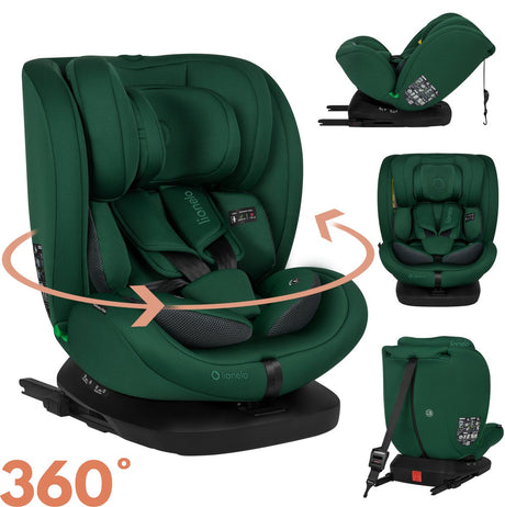 Fotelik samochodowy Lionelo Bastiaan i-size 4w1 z isofixem obracany o 360° - od urodzenia do 12 lat (40-150 cm) - rwf fwf - górny pasek - pianka zapamiętująca kształt - ochrona boczna - szerokie, komfortowe siedzisko - i-size