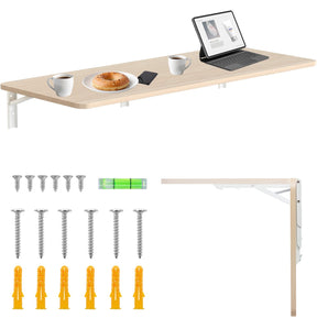 Maclean - inklapbare plank bureau - opklapbaar - 100x40 cm, max 50 kg, mc-128 wd - licht houtkleur en wit