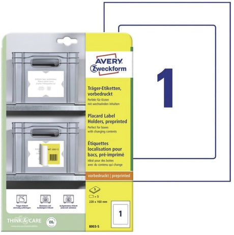 Etykieta pozycjonująca Avery zweckform Avery z nadrukiem 220x160 mm 5 arkuszy 1 etykieta na arkusz 3 języki
