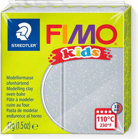 Fimo dziecięca glina modelarska 42 g brokatowa srebrna