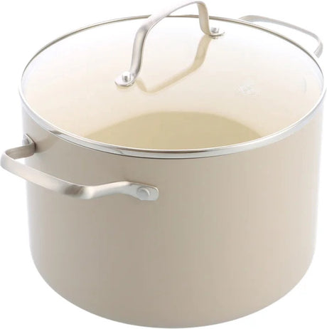 Greenchef Nordics ceramiczny garnek do zupy indukcyjnej z pokrywką 24cm 7,6l - bez pfas - patelnia indukcyjna - można myć w zmywarce - można używać w piekarniku do 220°c - ceramiczna powłoka nieprzywierająca - krem