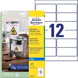 Wodoodporne etykiety foliowe Avery j4776-10 poliester biały