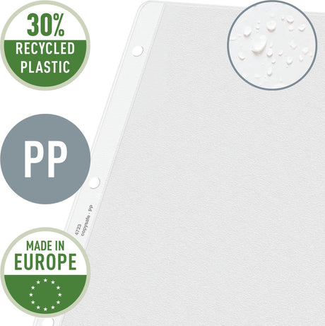 Torba wystawowa Leitz premium a3 krajobraz - 30% plastiku pochodzącego z recyklingu - 0,13 mm - 4-otworowa - 50 sztuk - przezroczysta