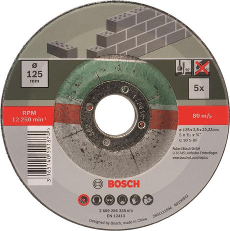Zestaw tarcz szlifierskich Bosch - do kamienia - 125 x 2,5 mm - zakrzywione - 5 sztuk