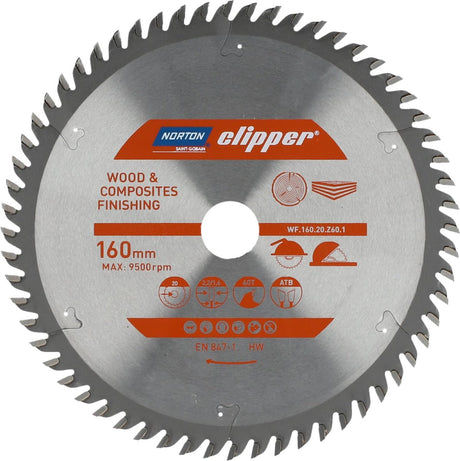 Seria Norton Clipper Pro - brzeszczot tarczowy - 160mm - 20mm - drewno i kompozyty