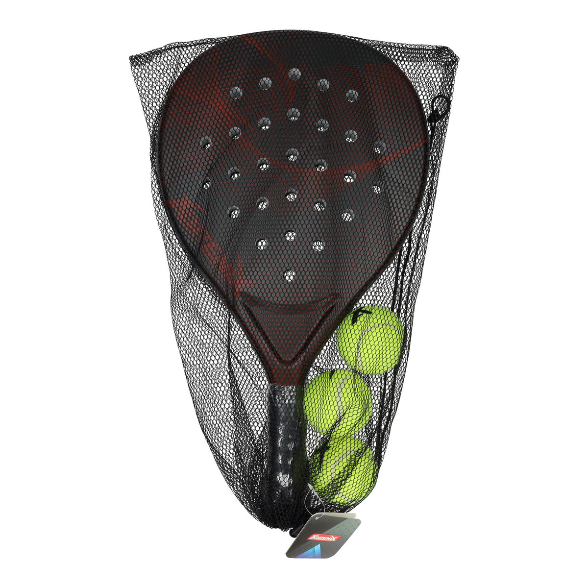 Adrenix Padel ustawiona rakieta z 3 piłkami - czerwony