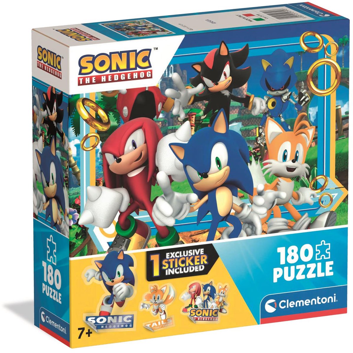Clementoni - puzzle dla dzieci - 180 elementów - sonic - puzzle od 7 lat