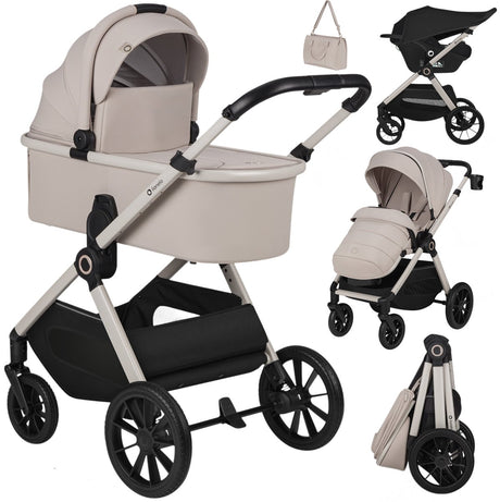 Lionelo Layla - wózek 3 w 1 - zestaw xxl - w komplecie. fotelik samochodowy i-size - wszechstronny i całoroczny - duże koła - obsługa jedną ręką - na każdy teren - zestaw akcesoriów