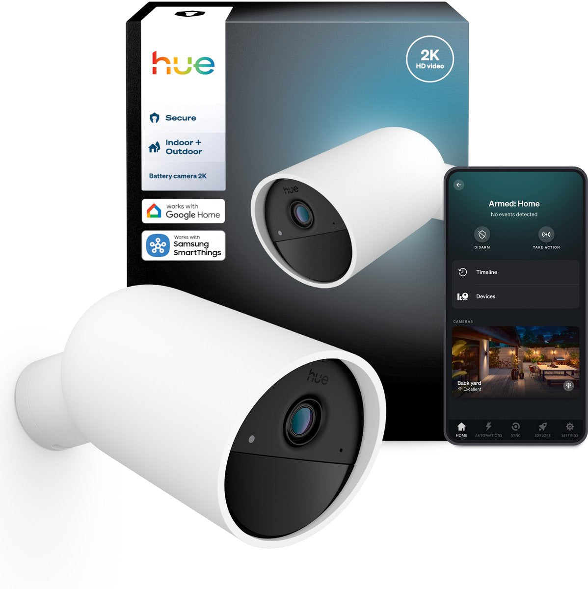 Hue secure beveiligingscamera met batterij - wit