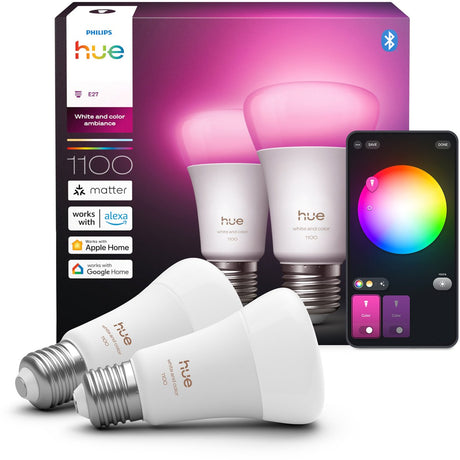 Philips hue a60 - e27 slimme lamp - 1100 - 2 pack