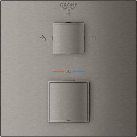 Grohe Grohtherm Cube termostatyczny kran prysznicowy – z zestawem wykończeniowym – twardy grafit – 24154al0