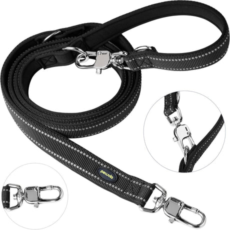 Peluvio amigo – hondenriem 2,2 m – verstelbaar – reflecterend – nylon – zwart – maat s – voor kleine en middelgrote honden s