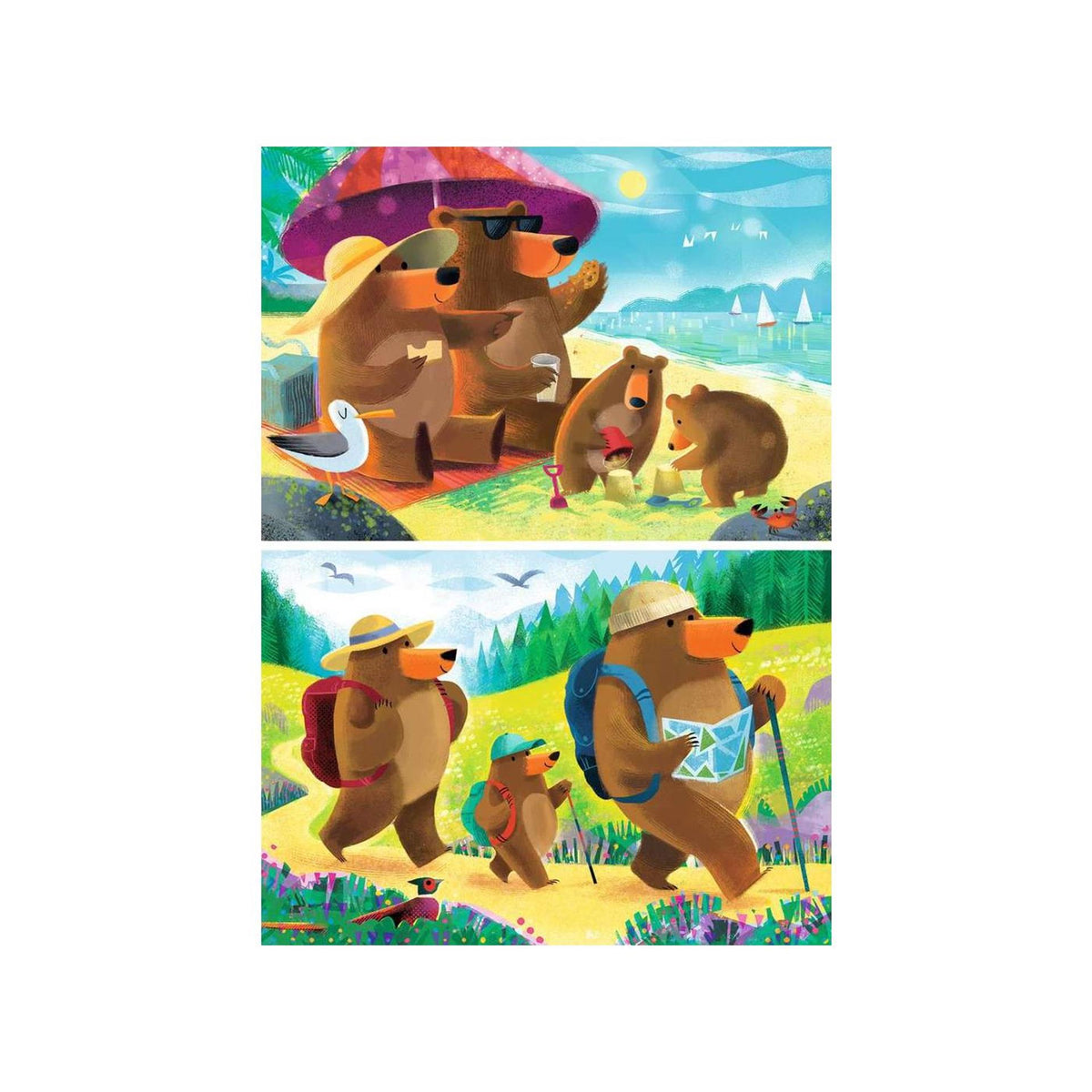 Puzzle Ravensburger Miś rodzinne wakacje 2x24 elementy