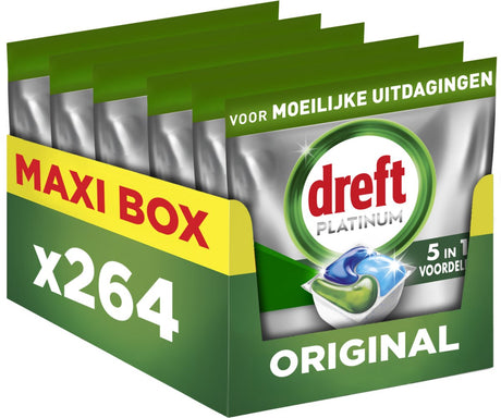 Tabletki do zmywarki Dreft Platinum All in One - oryginalne - 264 kapsułki - pudełko maxi