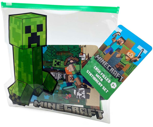 Wypełniony piórnik w kształcie zabawkowego Land Minecrafta