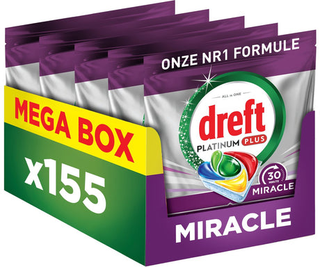 Dreft Platinum Cud All-in-One - 30-minutowe cudowne tabletki do zmywarki - cytryna - 155 sztuk