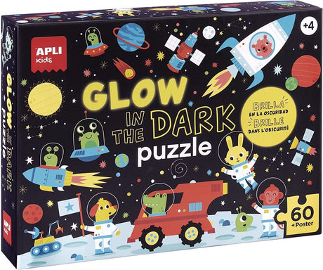 Puzzle dla dzieci Apli - świecące w ciemności podróże kosmiczne