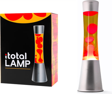 Lampa lawowa I-total - lampa lawowa - lampa nastrojowa - 40x11 cm - szkło aluminiowe - 30w - żółty z czerwoną lawą - srebrnoszary - xl2349