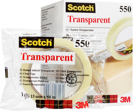 Taśma samoprzylepna Scotch 550 15mmx66m przezroczysta | 10 sztuk