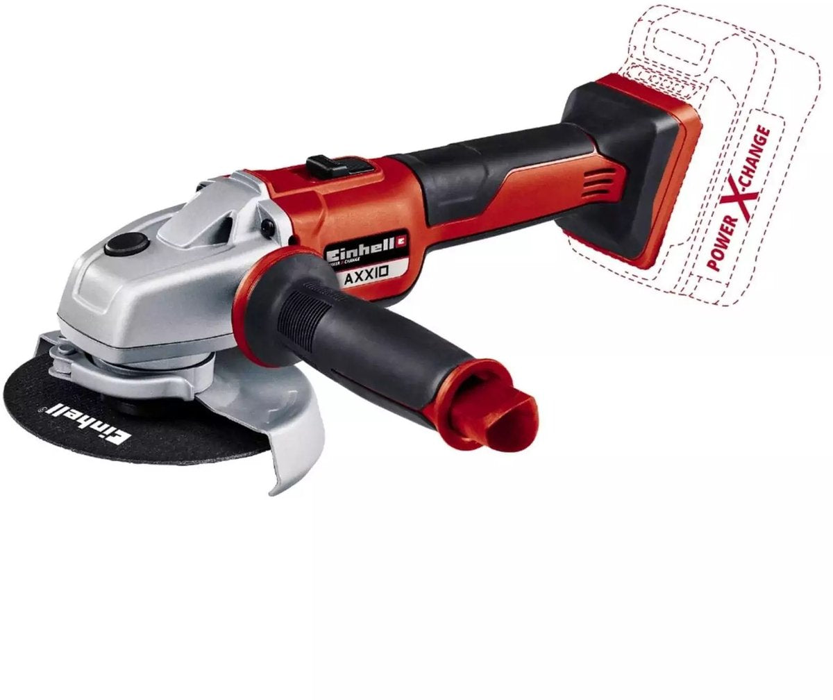 Akumulatorowa szlifierka kątowa Einhell axxio 18 125 bl li solo - moc x-change - 18 V litowo-jonowy - silnik bezszczotkowy - ø125 mm - 8500 t min - max. głębokość cięcia: 33 mm - miękki start - bez. akumulator, ładowarka i ściernica