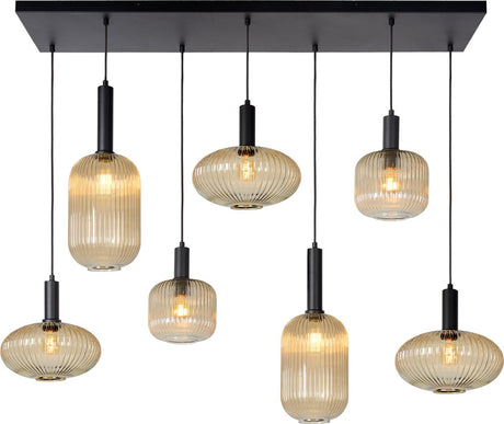 Lucide maloto - lampa wisząca - 7xe27 - bursztynowa