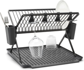 Brabantia sinkside afdruiprek - inklapbaar - met bestekhouder - dark grey