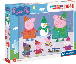 Clementoni - puzzle - 104 elementy - świnka Peppa - puzzle dla dzieci - supercolor