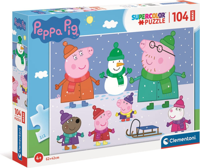 Clementoni - puzzle - 104 elementy - świnka Peppa - puzzle dla dzieci - supercolor