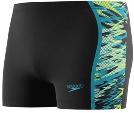 Speedo hyperboom splice aquashort heren - chloorbestendige zwemboxer heren - kleurvaste strakke zwembroek heren - sportzwembroek heren met trekkoord - zwart groen - xxl