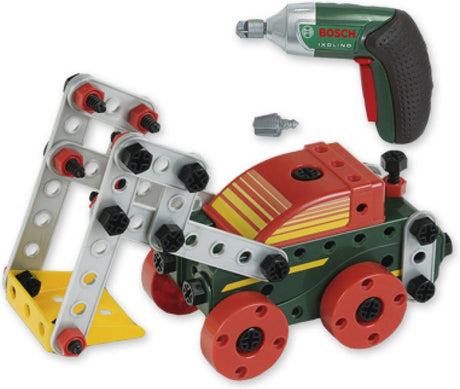 Klein Toys Bosch Mini - Zestaw konstrukcyjny Multitech Ixolino II - 107 części, śrubokręt, klucz płaski i wkrętak akumulatorowy - w komplecie. instrukcja dla 11 modeli - zielony czerwony żółty