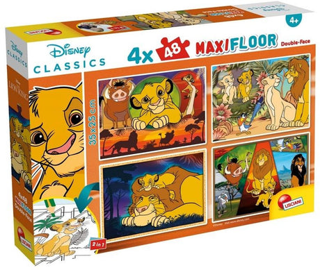Lisciani - król lew - podwójna twarz - puzzle maxifloor - 4 x 48 elementów