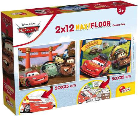 Lisciani Disney Puzzle maxifloor 2 x 12 samochodzików