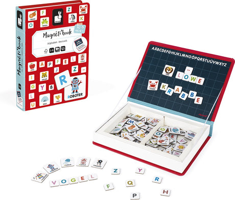 Janod - magnetybook - alfabet niemiecki - zestaw do zabawy w książeczkę magnetyczną