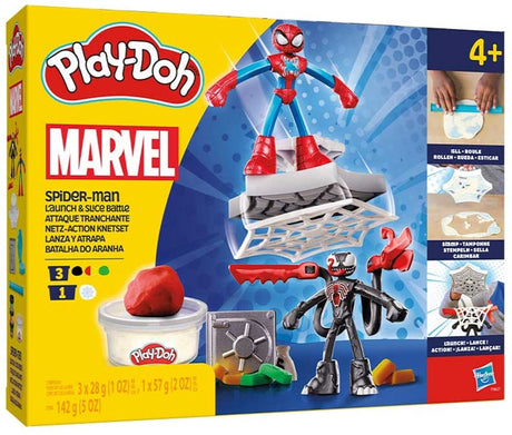 Zestaw do rzucania i wycinania Play-doh Marvel Spider-Man – glina do modelowania – zawiera 2 figurki