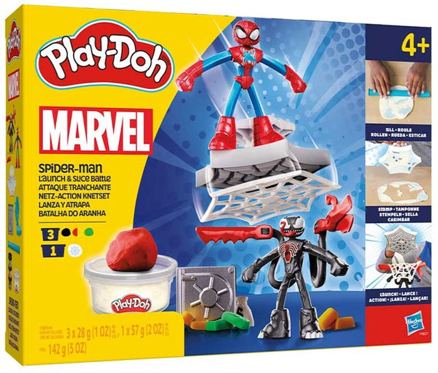 Zestaw do rzucania i wycinania Play-doh Marvel Spider-Man – glina do modelowania – zawiera 2 figurki
