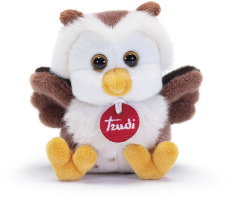 Trudi - sweet collection knuffel uil 9 cm - handgemaakt in italie - zacht pluche - knuffeldier voor jongens en meisjes - grijs beige - 6x9x5 cm maat xxs