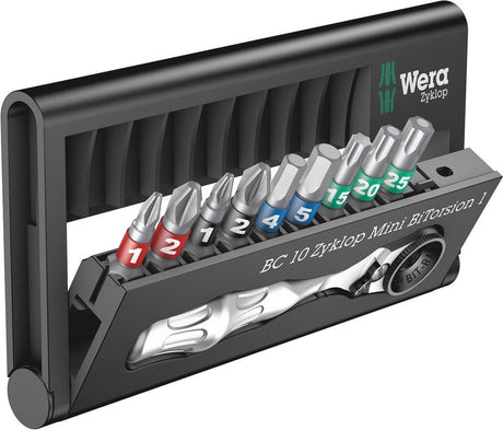 Wera bit-check 10 zyklop mini bitorsion 1 05057418001 zestaw bitów 10-częściowy Phillips Phillips, krzyżak Pozidriv, wewnętrzny Torx