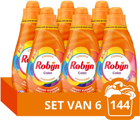 Robijn - vloeibaar wasmiddel - klein krachtig - color - 6 flessen - 144 wasbeurten - voordeelverpakking