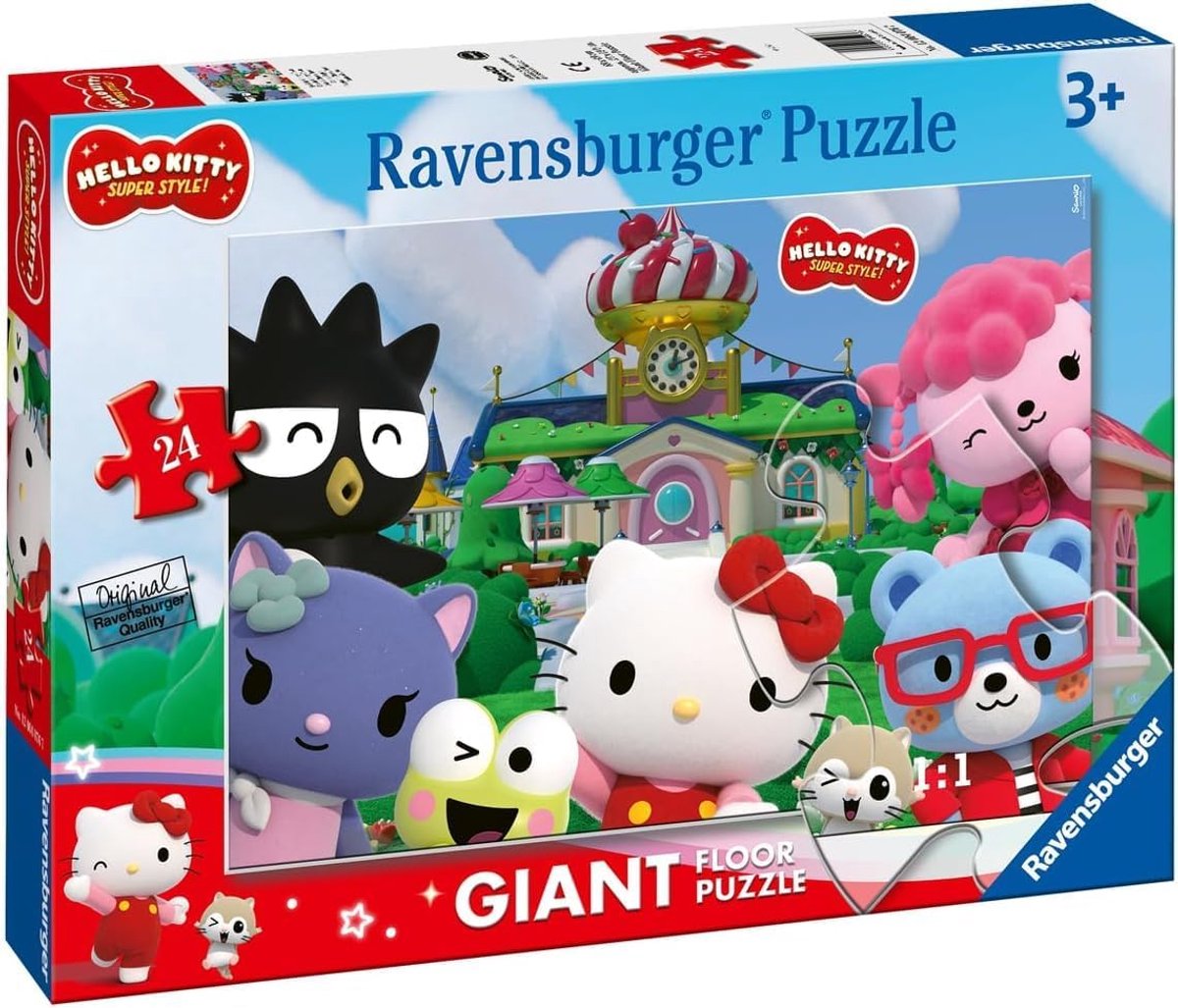 Ravensburger hello kitty super style – 24-elementowe duże puzzle podłogowe (70×50 cm)