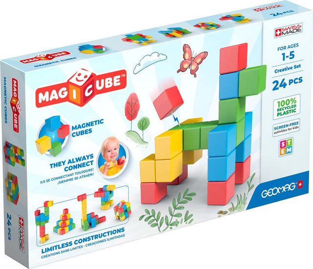 Geomag magicube kreatywny z recyklingu - magnetyczne klocki konstrukcyjne - 24 sztuki - od 1 roku