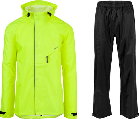 Agu passat - regenpak - fietsregenpak - regenjas en regenbroek - unisex - geel - l - reflecterend - verstelbare capuchon - ventilatie op rug