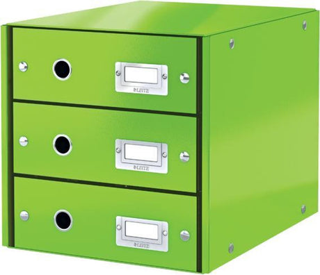 Komoda Leitz wow click store z 3 szufladami - 81% tektury pochodzącej z recyklingu - do formatów A4 - oszczędzające miejsce miejsce do przechowywania - zielona