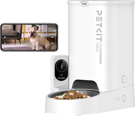 Petkit - yumshare solo z kamerą - automatyczna miska na karmę dla kota i psa - biała - sucha karma - pojemność 3 litry - sterowanie z aplikacji
