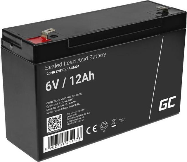 Zielony akumulator 6v 12ah (4,6mm) 12000mah vrla agm