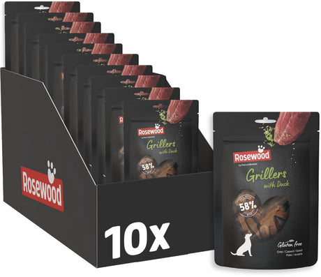 Grillery z palisandru Przekąska dla psa kaczka 10 x 100 g - miękkie przekąski dla psów - 58% kaczki - naturalne