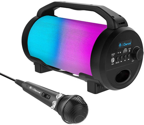 Zestaw karaoke Idance cyclone400bk - głośnik imprezowy Bluetooth z oświetleniem disco LED - w zestawie mikrofon